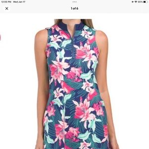 NWT Tommy Bahama Racquet Paddle Navy Floral dress with shorts xs